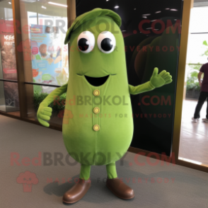 Olive Dim Sum mascot costume character dressed with a Bootcut Jeans and Necklaces