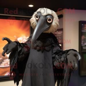Black Vulture mascot costume character dressed with a T-Shirt and Cummerbunds