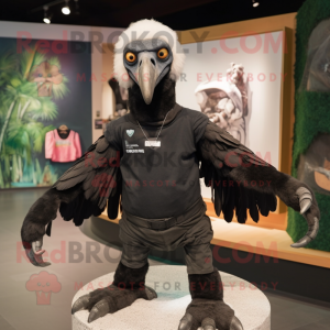 Black Vulture mascot costume character dressed with a T-Shirt and Cummerbunds