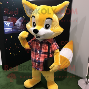 Yellow Fox maskot kostume...