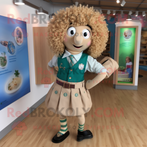 Tan Irish Dancing Shoes mascot costume character dressed with a Button-Up Shirt and Handbags