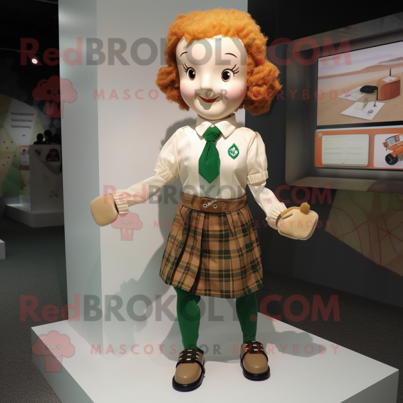 Tan Irish Dancing Shoes mascot costume character dressed with a Button-Up Shirt and Handbags