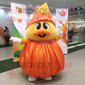 Peach Shakshuka mascot costume character dressed with a Ball Gown and Anklets