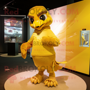 Gold Hawk maskot kostume...