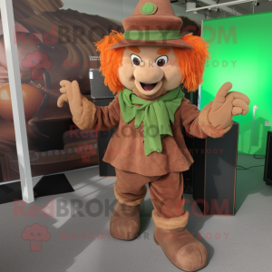 Rust Leprechaun mascot costume character dressed with a Corduroy Pants and Headbands