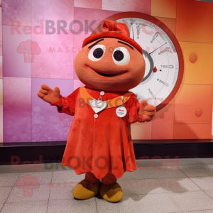Rust Love Letter mascot costume character dressed with a Culottes and Bracelet watches