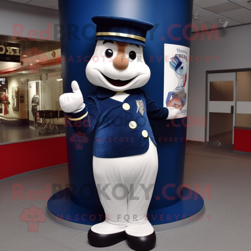 Navy Hourglass mascot costume character dressed with a Long Sleeve Tee and Gloves