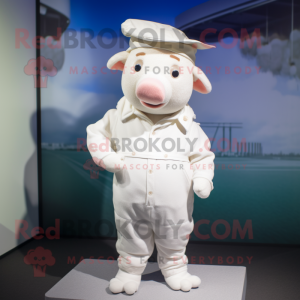 White Sow maskot kostym...