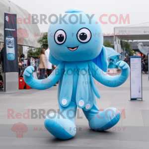 Sky Blue Octopus mascotte...