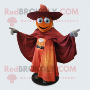 Rust Magician mascot costume character dressed with a A-Line Dress and Shawls