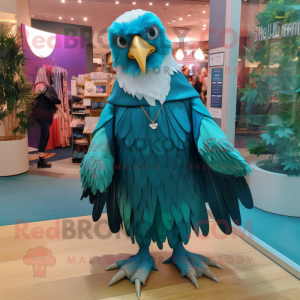 Teal Eagle maskot kostym...