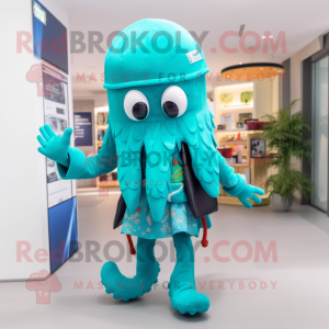 Cyan Octopus mascotte...