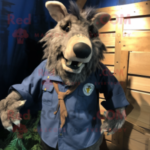 Navy Wild Boar mascot costume character dressed with a Cargo Pants and Tie pins