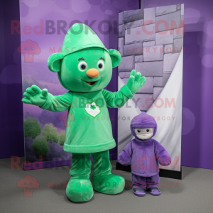 Lavender Irish Flag mascot costume character dressed with a Romper and Mittens