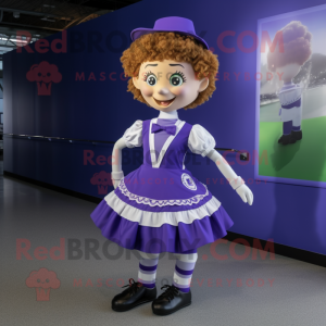 Lavender Irish Dancer mascot costume character dressed with a Dress and Caps