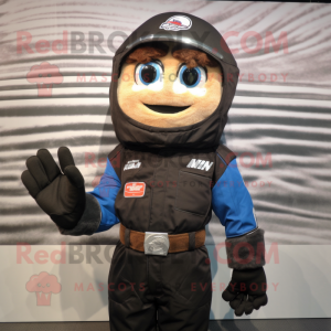 nan Moussaka mascot costume character dressed with a Moto Jacket and Gloves