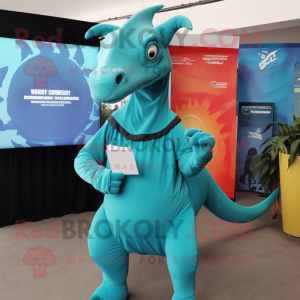 Cyan Parasaurolophus maskot...