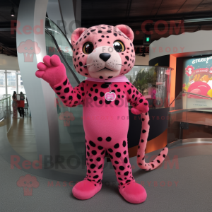 Pink Leopard maskot kostume...