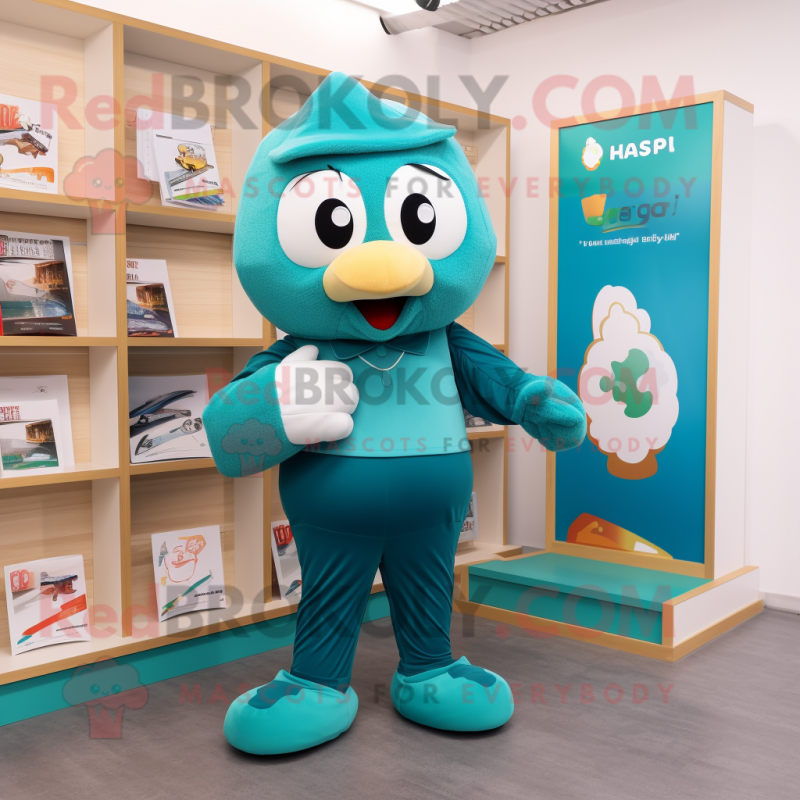 Teal Irish Flag mascot costume character dressed with a Playsuit and Wallets