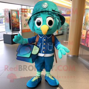 Teal Irish Flag mascot costume character dressed with a Playsuit and Wallets