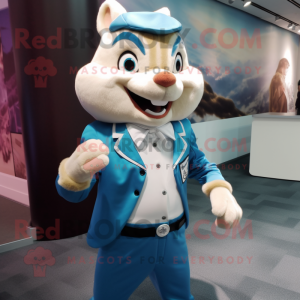 Sky Blue Chipmunk mascot costume character dressed with a Blazer and Cufflinks