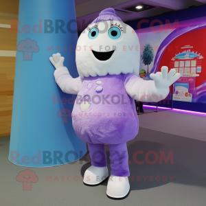 Lavender Ice mascot costume character dressed with a Jeggings and Keychains