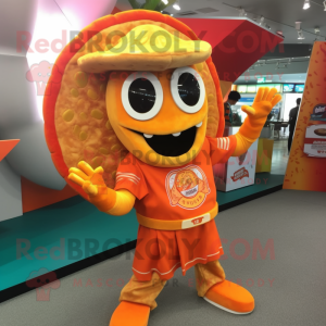 Orange Tacos mascot costume character dressed with a Rash Guard and Rings