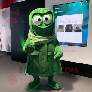 Forest Green Ice mascot costume character dressed with a Turtleneck and Shawls