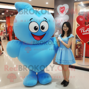 Sky Blue Heart maskot drakt...