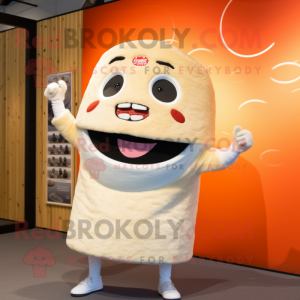 Cream Sushi mascot costume character dressed with a Henley Tee and Earrings