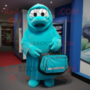 Cyan Golf Bag maskot kostym...