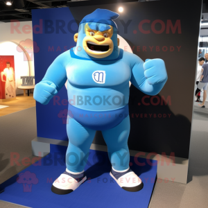 Blue Strongman maskot drakt...