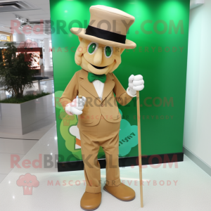 Beige Leprechaun Hat mascot costume character dressed with a Pencil Skirt and Cufflinks