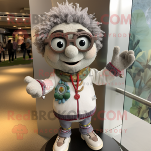 Silver Bracelet mascot costume character dressed with a Cardigan and Eyeglasses