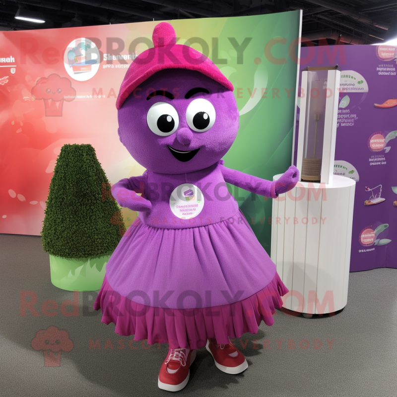 Lavender Raspberry mascot costume character dressed with a Circle Skirt and Headbands