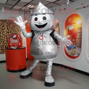 Silver Shakshuka mascot costume character dressed with a Trousers and Wallets