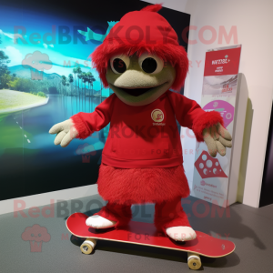 Röd Skateboard maskot...