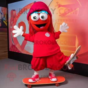 Rød skateboard maskot drakt...