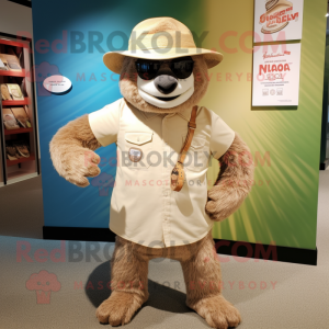 Beige Sloth maskot-dräkt...