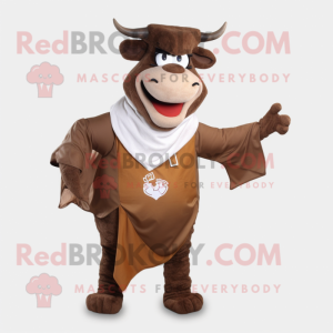 Brown Beef Stroganoff mascot costume character dressed with a Dress Pants and Wraps