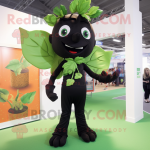 Black Beanstalk mascot costume character dressed with a Trousers and Headbands