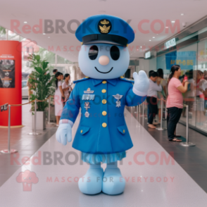 Sky Blue Navy Soldier mascot costume character dressed with a Mini Dress and Hats