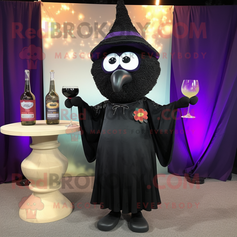 Black Moussaka mascot costume character dressed with a Cocktail Dress and Shawls