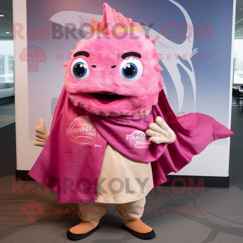 Pink Fish Tacos mascot costume character dressed with a V-Neck Tee and Scarf clips
