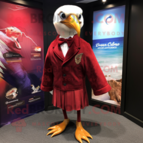 Maroon Gull mascot costume character dressed with a Mini Skirt and Pocket squares