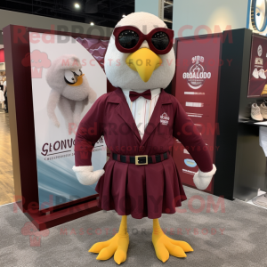 Maroon Gull maskot kostym...