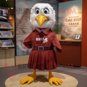 Maroon Gull mascot costume character dressed with a Mini Skirt and Pocket squares
