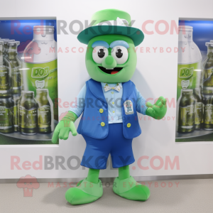 Blue Green Beer mascot costume character dressed with a Poplin Shirt and Shoe laces