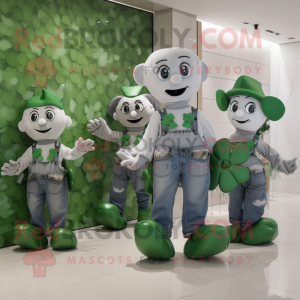 Silver Bunch Of Shamrocks mascot costume character dressed with a Boyfriend Jeans and Clutch bags