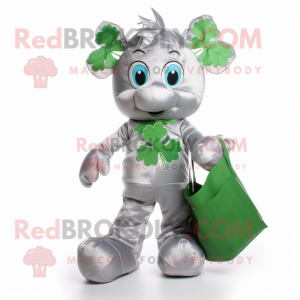 Silver Bunch Of Shamrocks mascot costume character dressed with a Boyfriend Jeans and Clutch bags